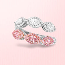 Load image into Gallery viewer, Waves Toi et Moi White and Pink Diamonds Ring - aviadiamonds