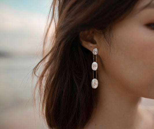 Riviera Trio Pearl Diamond Earrings - aviadiamonds