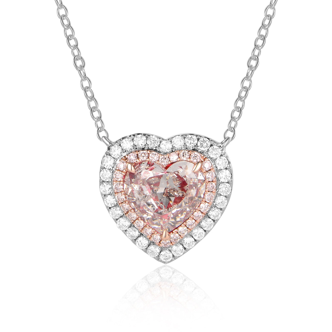 La Couer Halo Champagne Pink Diamond Pendant - aviadiamonds