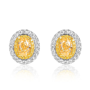 Halo Fancy Yellow Diamonds Stud Earrings - aviadiamonds