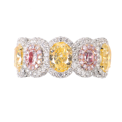Lyra Pink and Yellow Diamonds Ring - aviadiamonds