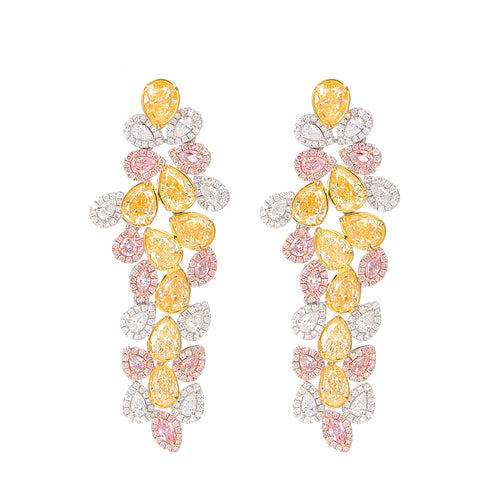 Astra White Pink Yellow Diamonds Earrings - aviadiamonds