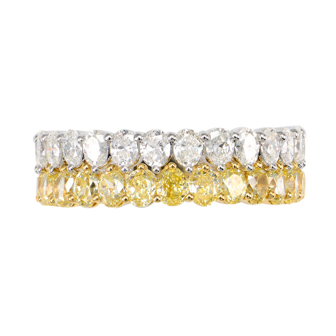 Double White and Fancy Yellow Diamonds Eternity Rings (set of two) - aviadiamonds