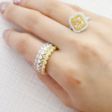 Load image into Gallery viewer, Double White and Fancy Yellow Diamonds Eternity Rings (set of two) - aviadiamonds