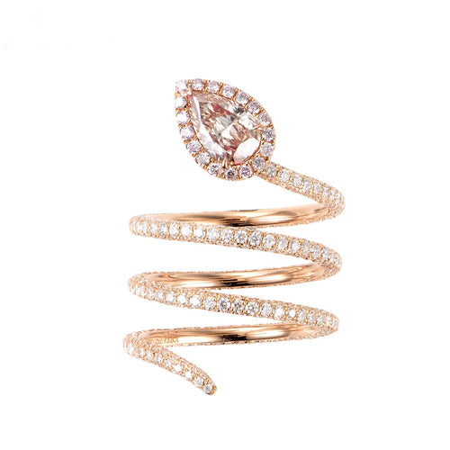 Serpentine Champagne Pink Diamond Ring - aviadiamonds