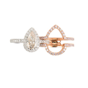Toi et Moi White and Pink Diamond Rings (set of two) - aviadiamonds