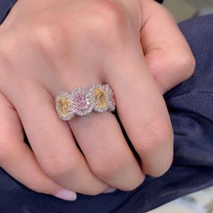 Lyra Pink and Yellow Diamonds Ring - aviadiamonds