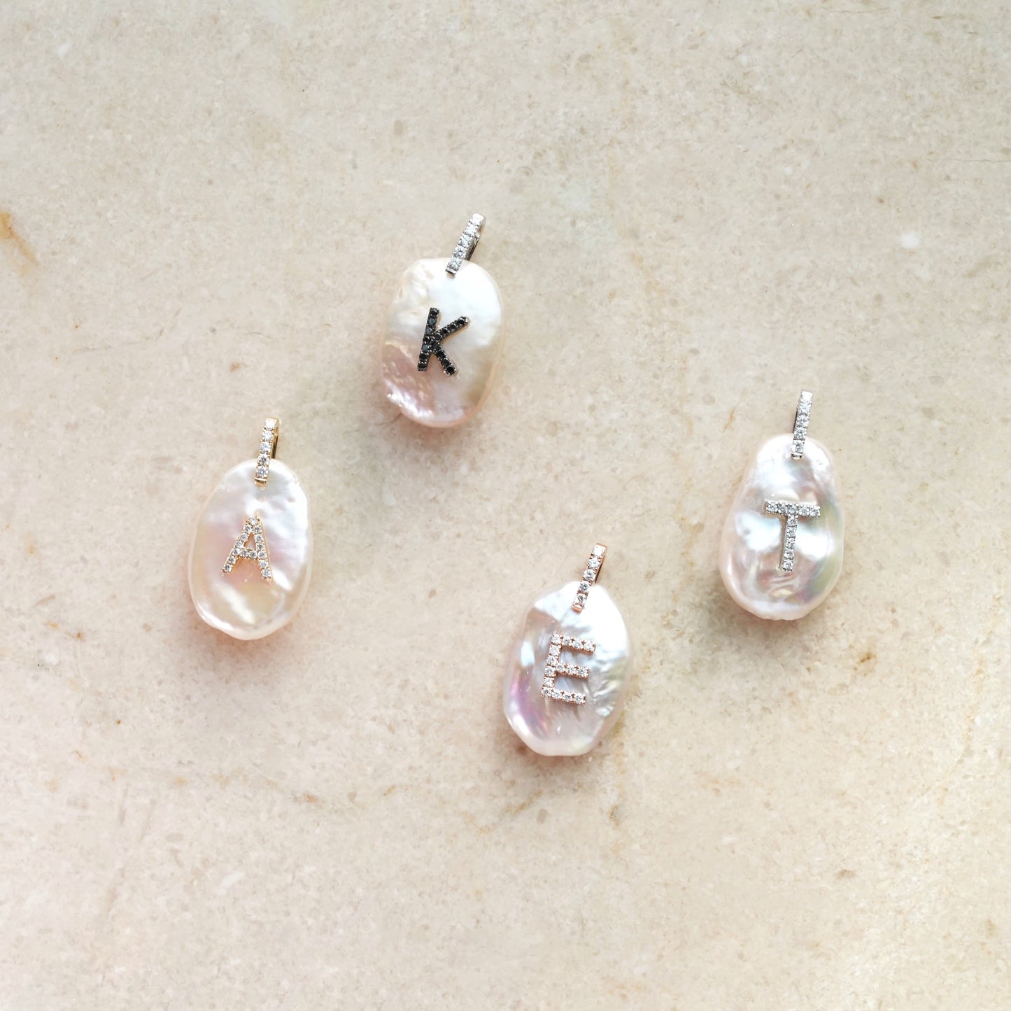 Riviera Diamond Initial Pearl Necklace - aviadiamonds