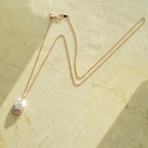 Riviera Diamond Initial Pearl Necklace - aviadiamonds