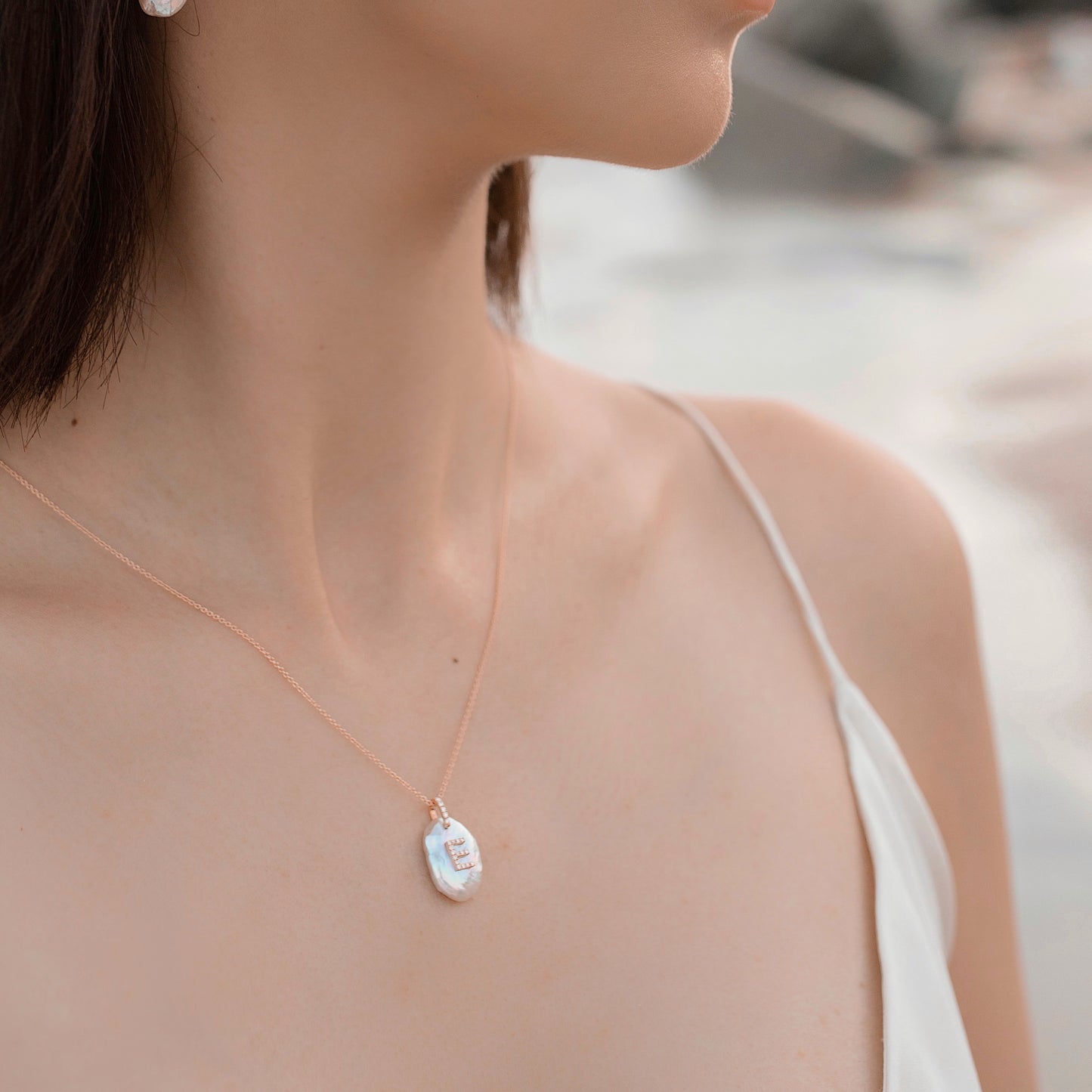 Riviera Diamond Initial Pearl Necklace - aviadiamonds